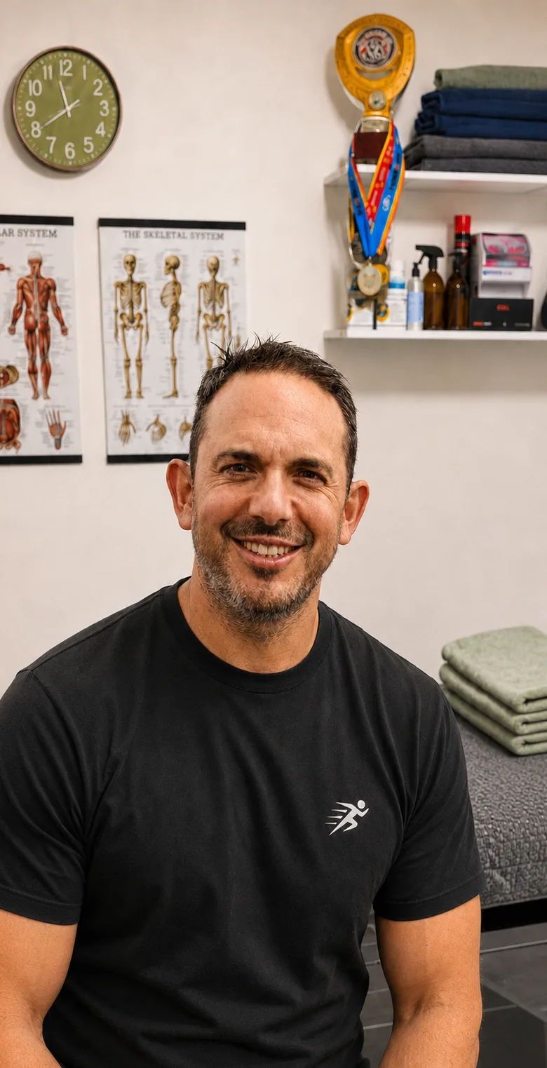Stel Marcou, sports massage and remedial soft tissue therapist, at Watford Tactical Fighting